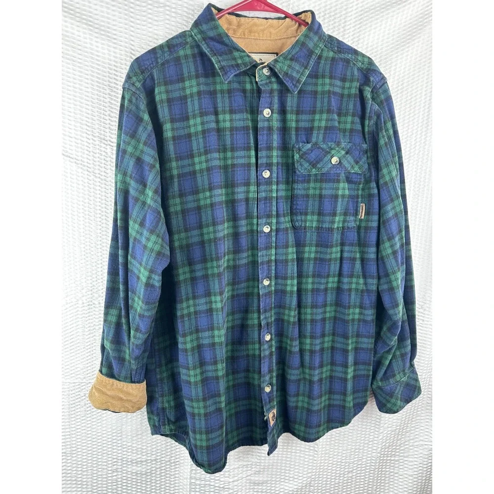 Legendary White Tails The Original Buck Camp Shirt LARGE Plaid‎ Corduroy cuffs